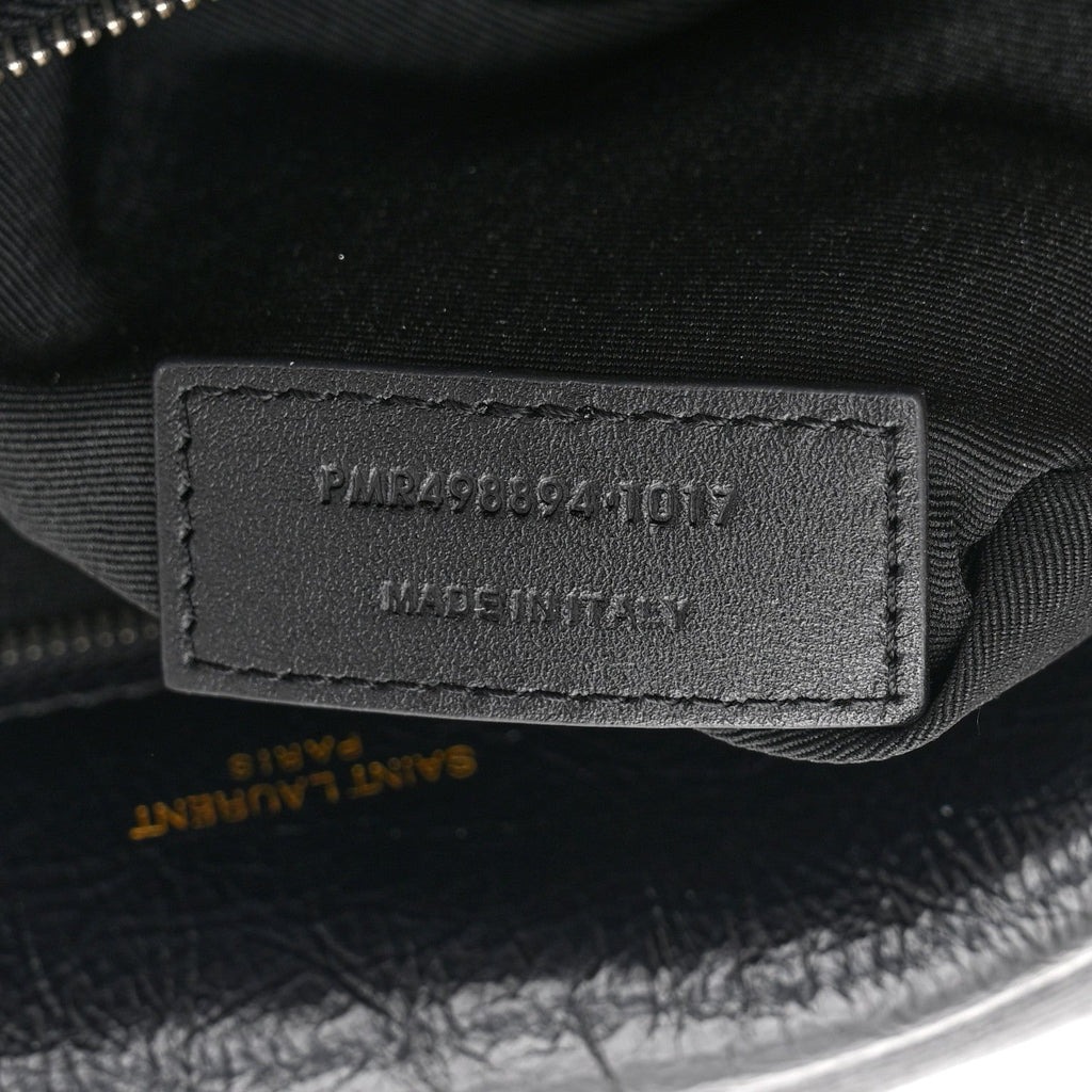Crinkled Calfskin Matelasse Monogram Medium Niki Chain Satchel Black
