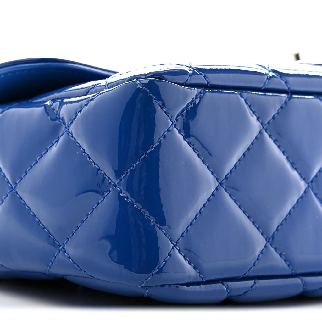 Patent Quilted Large Coco Shine Flap Blue
