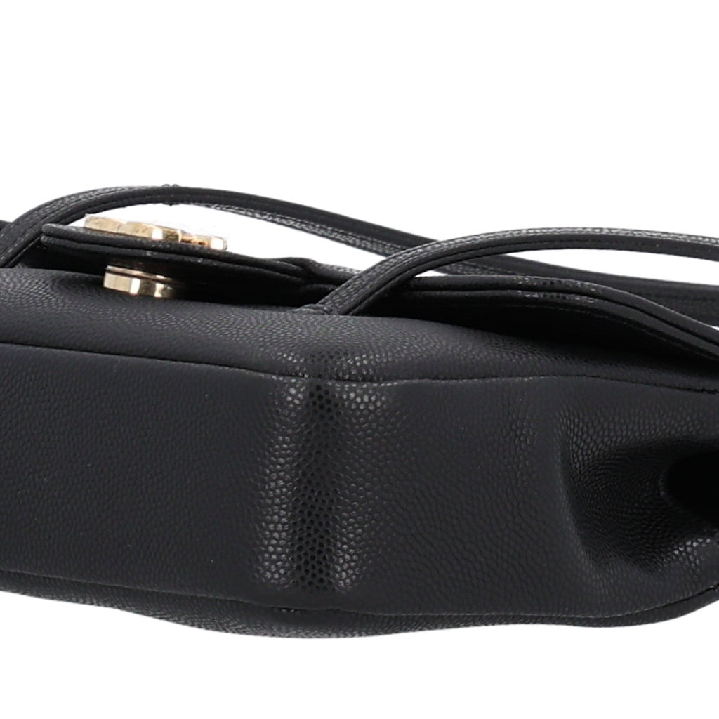 Shiny Caviar Mini Preppy Coco Shoulder Bag Black