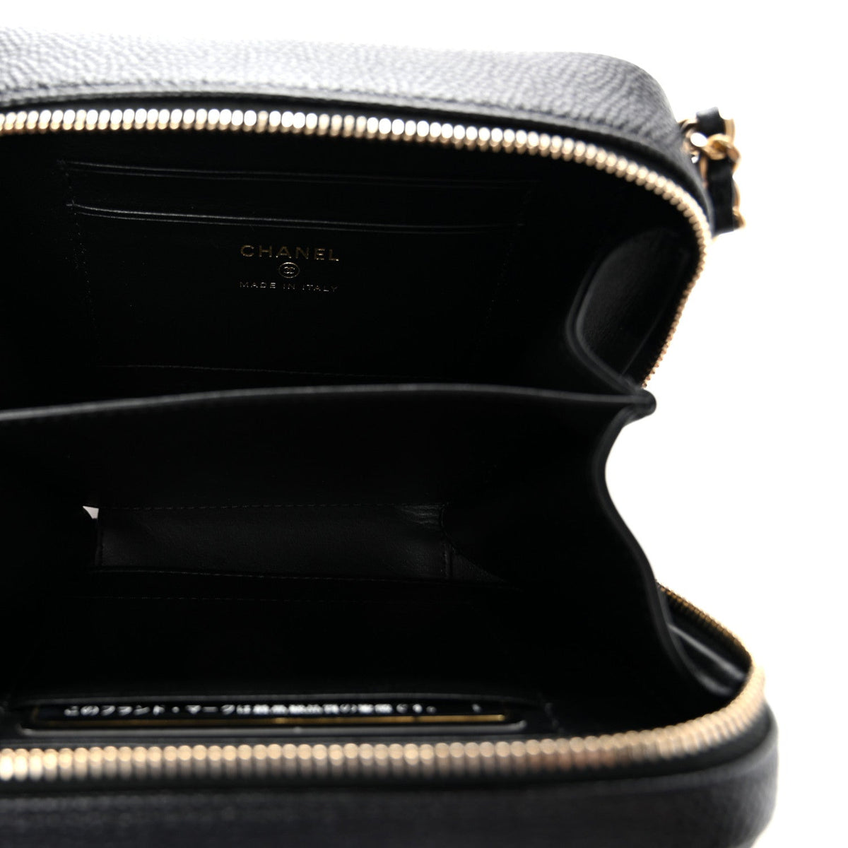 Caviar Quilted CC Filigree Vanity Clutch With Chain Black