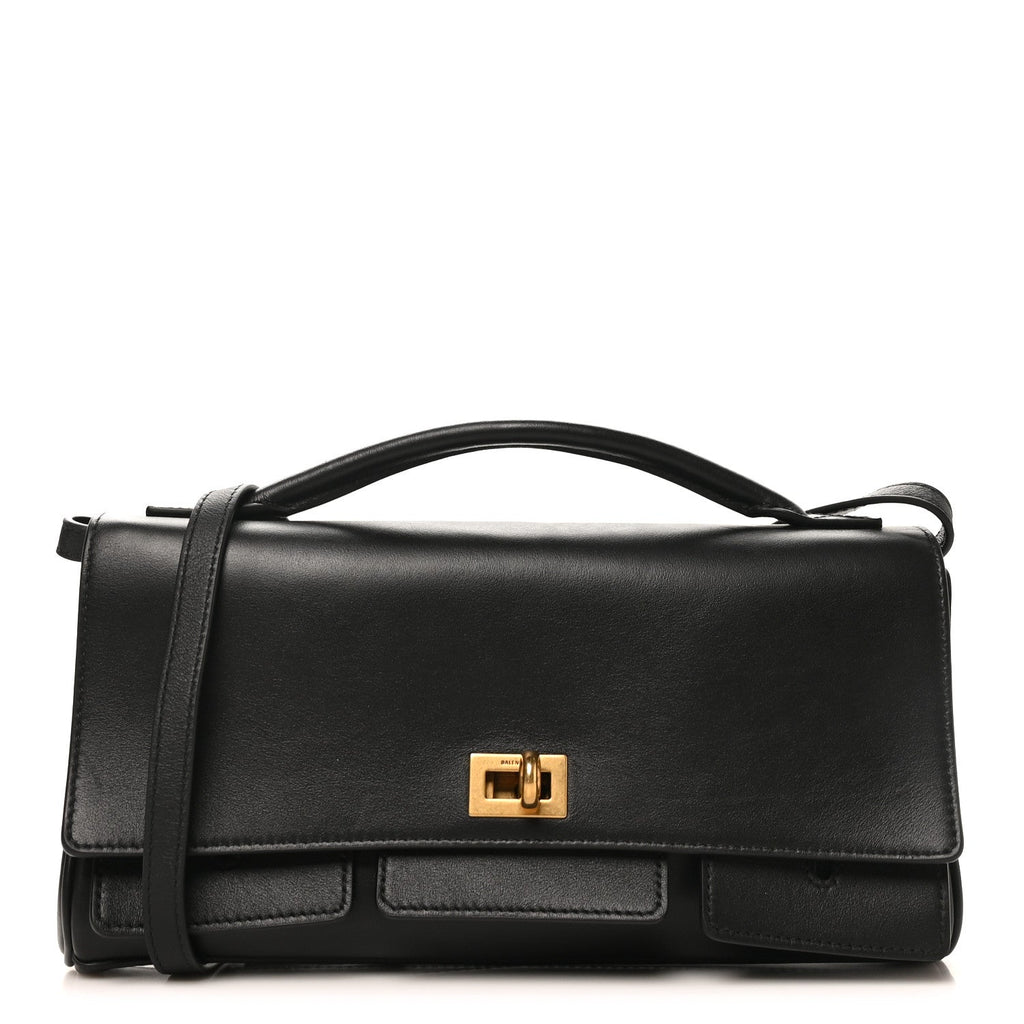 Smooth Calfskin Small Bel Air Clutch On Strap Black Black