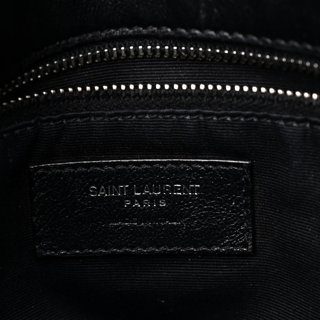 Lambskin Quilted Medium Loulou Puffer Monogram Chain Satchel Black