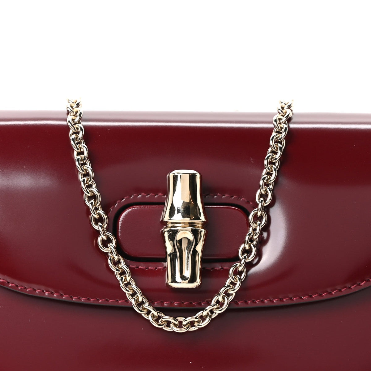 Shiny Calfskin Small Bamboo Night Bag Rosso Ancora