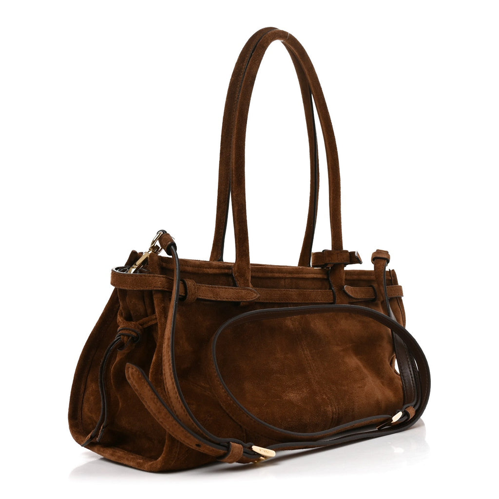 Suede Triangle Medium Bonnie Shoulder Bag Cacao