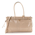 Glossy Calfskin Triangle Large Bonnie Shoulder Bag Travertine