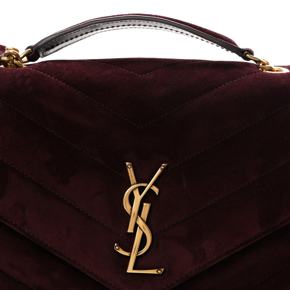 Suede Chevron Quilted Medium LouLou Smoky Burgundy