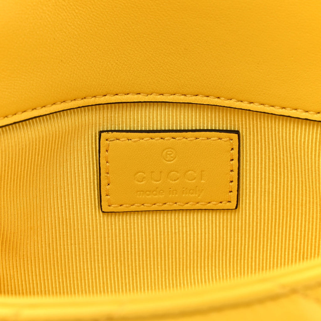 Lambskin Matelasse Mini GG Marmont Shoulder Bag Yellow