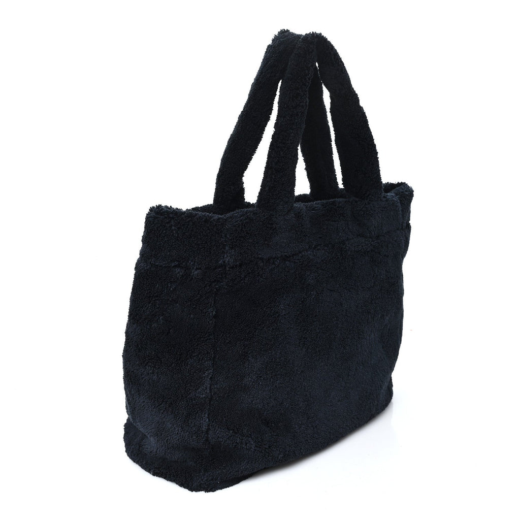 Terry Cloth Tote Bag Black White