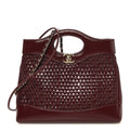 Shiny Lambskin Patent Calfskin Quilted Mini 31 Shopping Bag Dark Burgundy