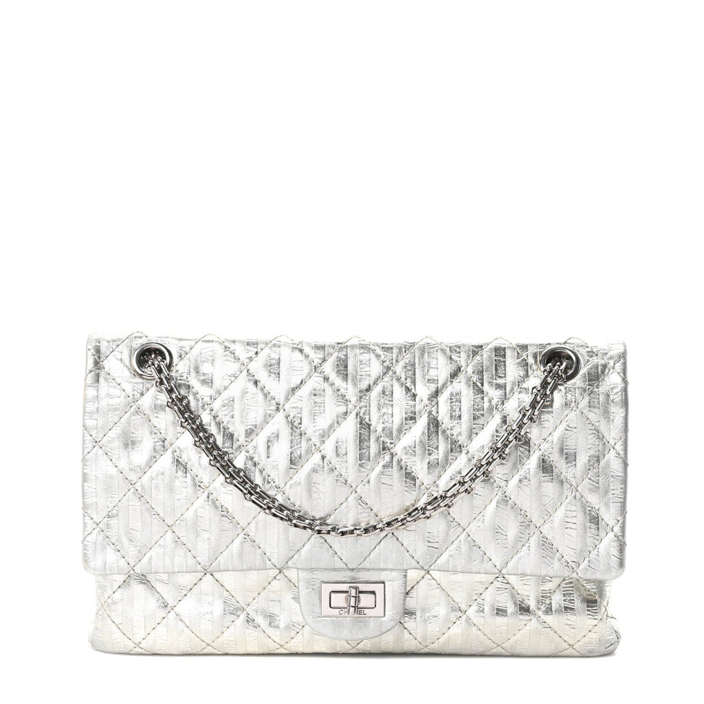 Metallic Striped Calfskin 2.55 Reissue 226 Flap Silver Silver