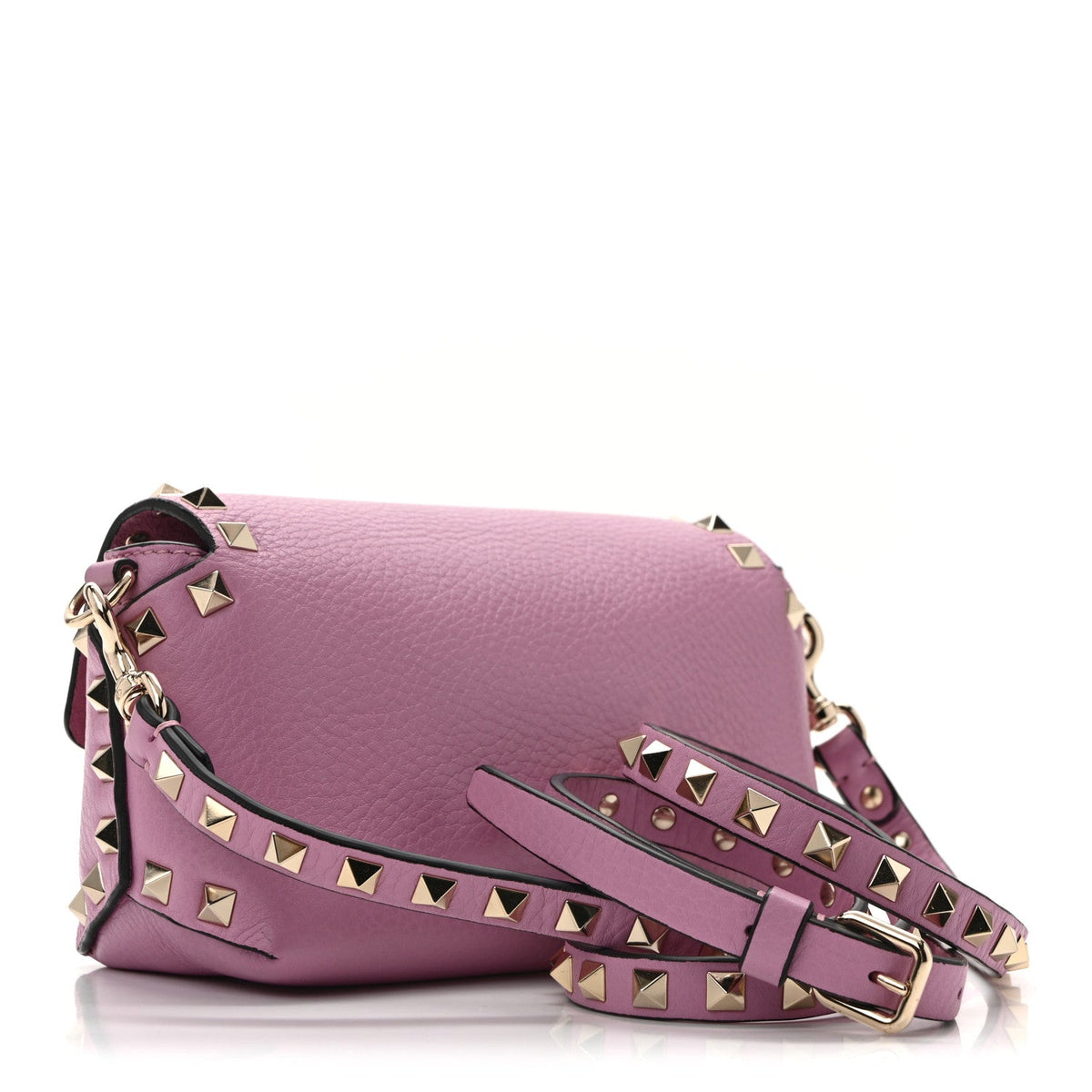 Pebbled Calfskin Mini Rockstud Crossbody Bag Giacinto