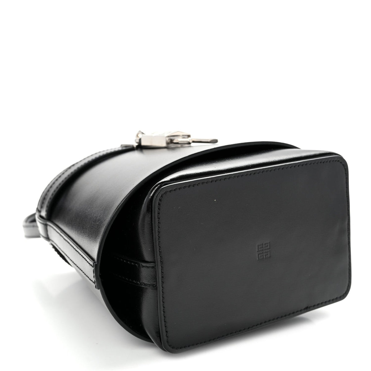 Box Calfskin Shark Lock Bucket Bag Black