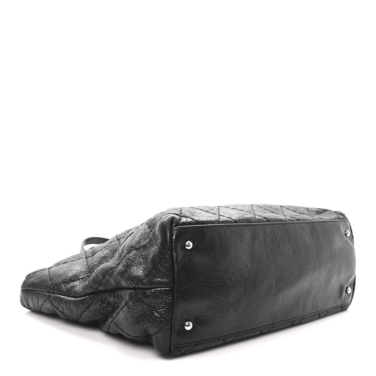 Glazed Calfskin Large On The Road Tote Black