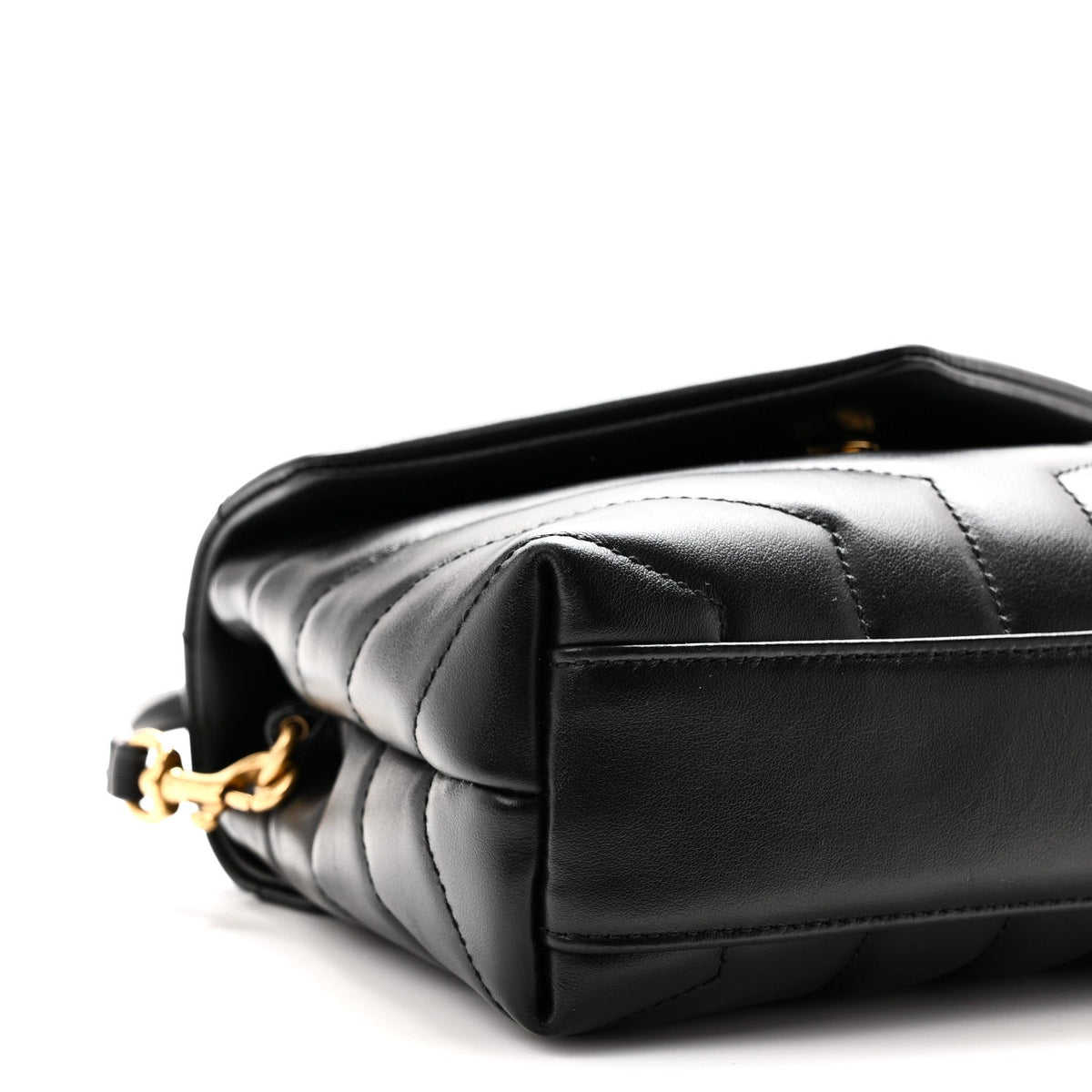 Calfskin Y Quilted Monogram Toy Loulou Crossbody Bag Black