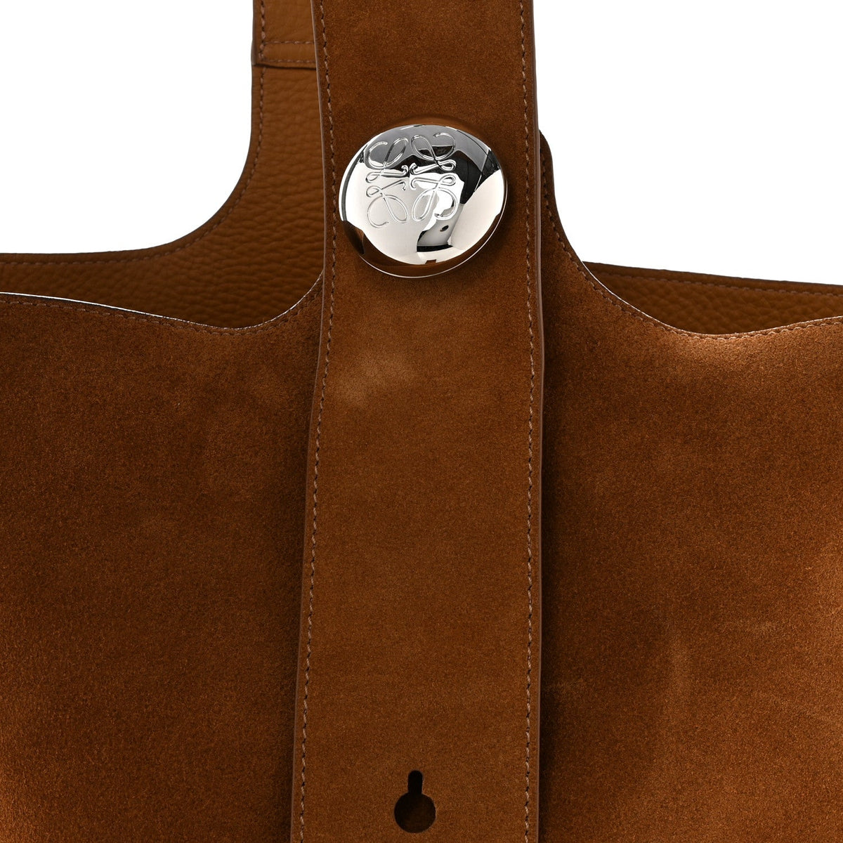 Suede Calfskin Medium Pebble Bucket Bag Tobacco