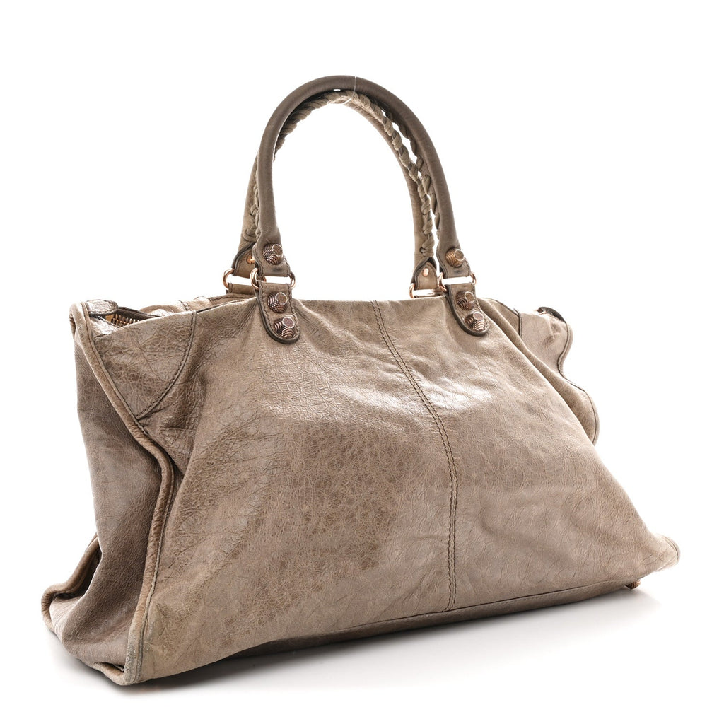 Agneau Giant 12 Rose Gold Hardware Work Gris Poivre