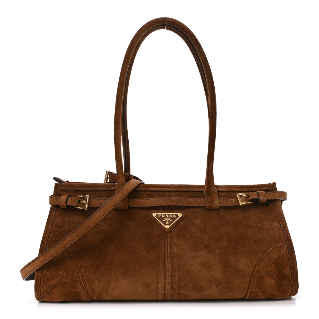 Suede Triangle Medium Bonnie Shoulder Bag Cacao
