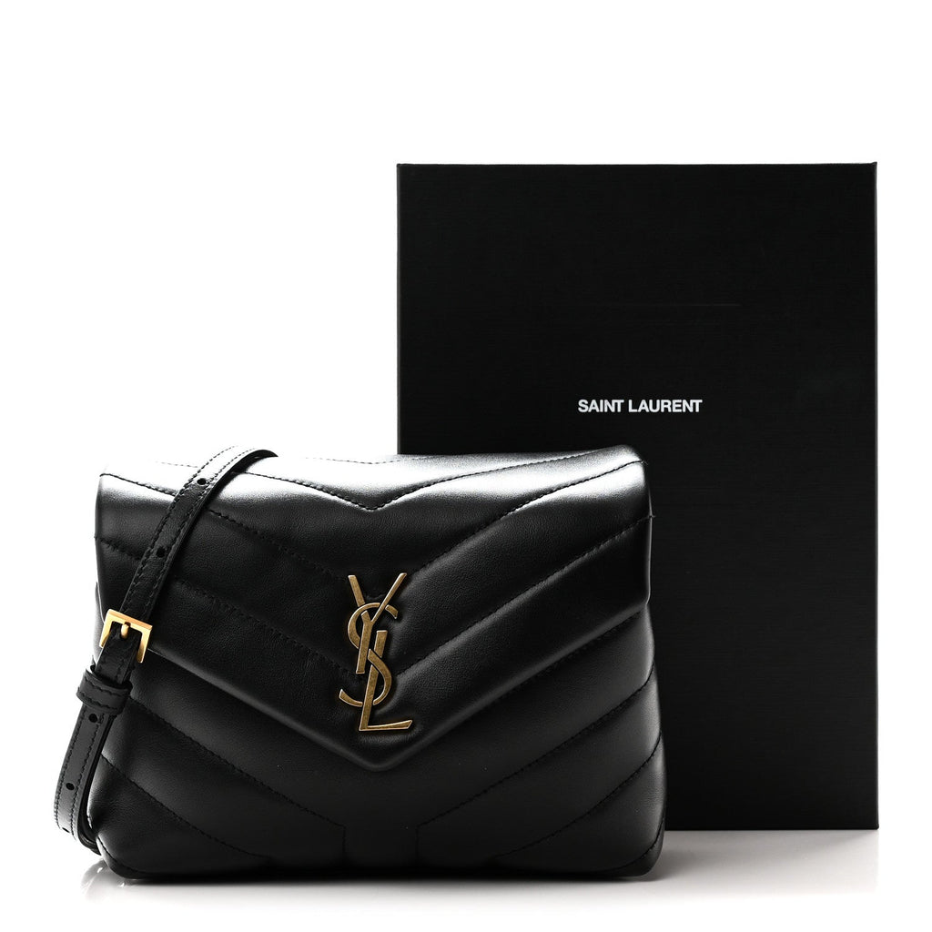 Calfskin Y Quilted Monogram Toy Loulou Crossbody Bag Black