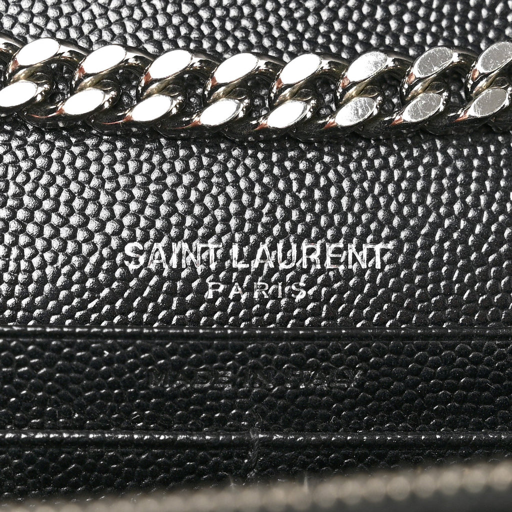 Grain De Poudre Matelasse Chevron Monogram Chain Wallet Black