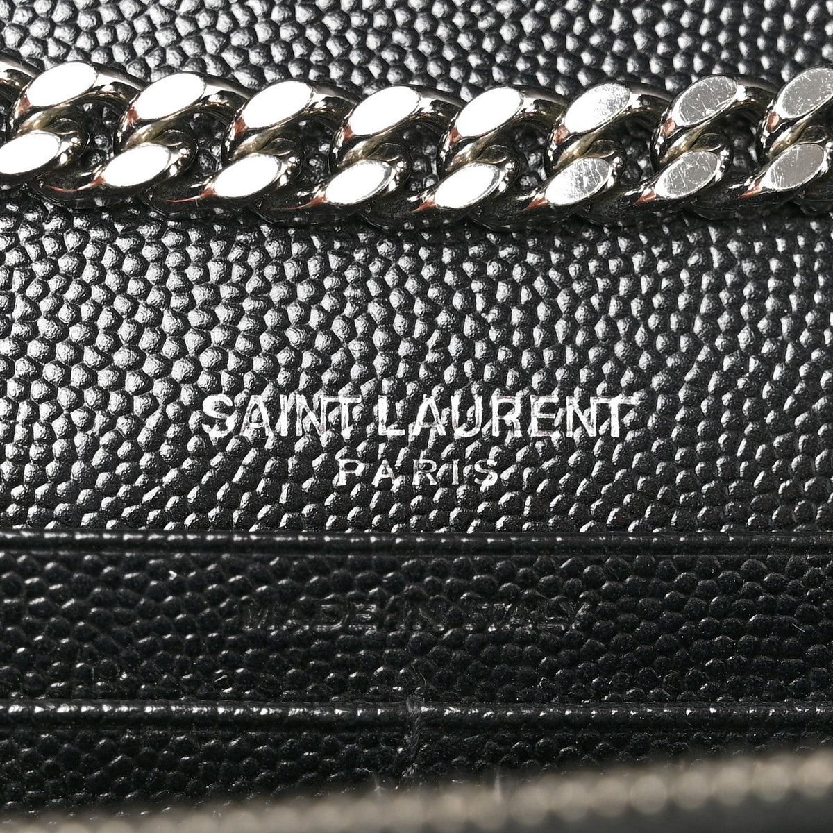 Grain De Poudre Matelasse Chevron Monogram Chain Wallet Black