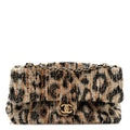 Tweed Mixed Fibers Leopard Print Small Souplissimo Maxi Flap Brown Black White