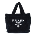 Terry Cloth Tote Bag Black White
