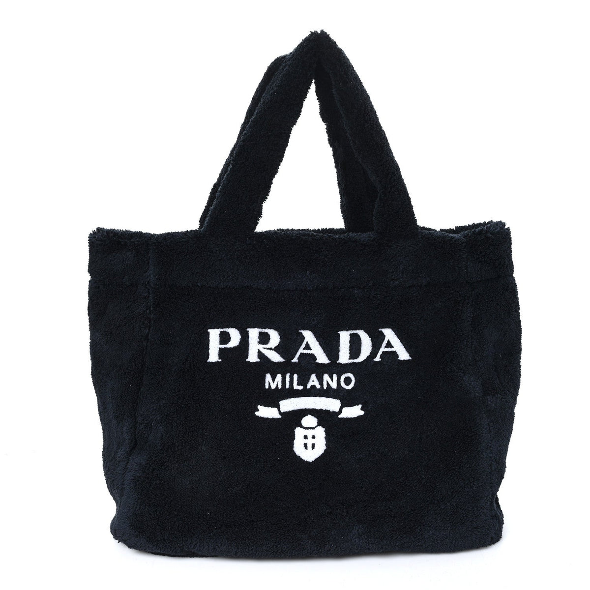 Terry Cloth Tote Bag Black White