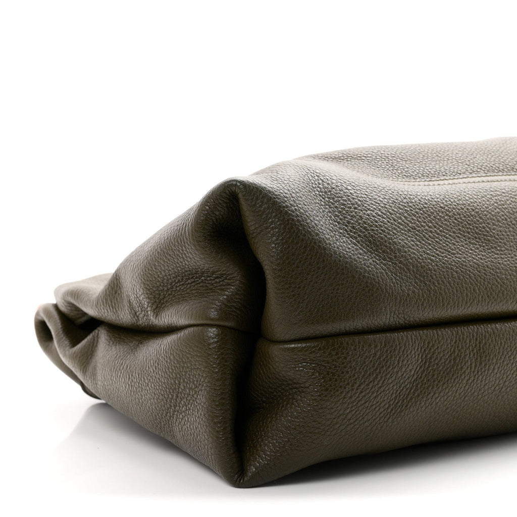 Grained Calfskin Softbit Maxi Shoulder Bag Forest Green