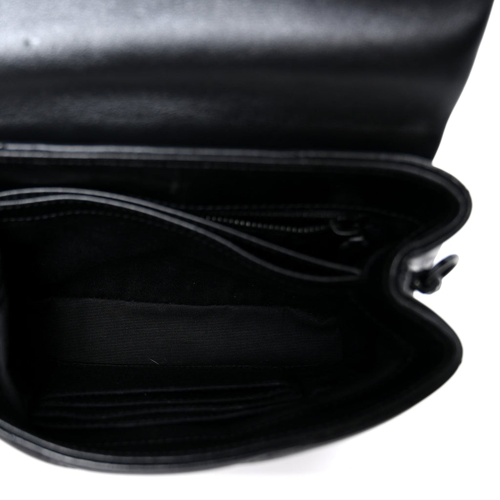 Calfskin Y Quilted Monogram Monochrome Toy Loulou Crossbody Bag Black