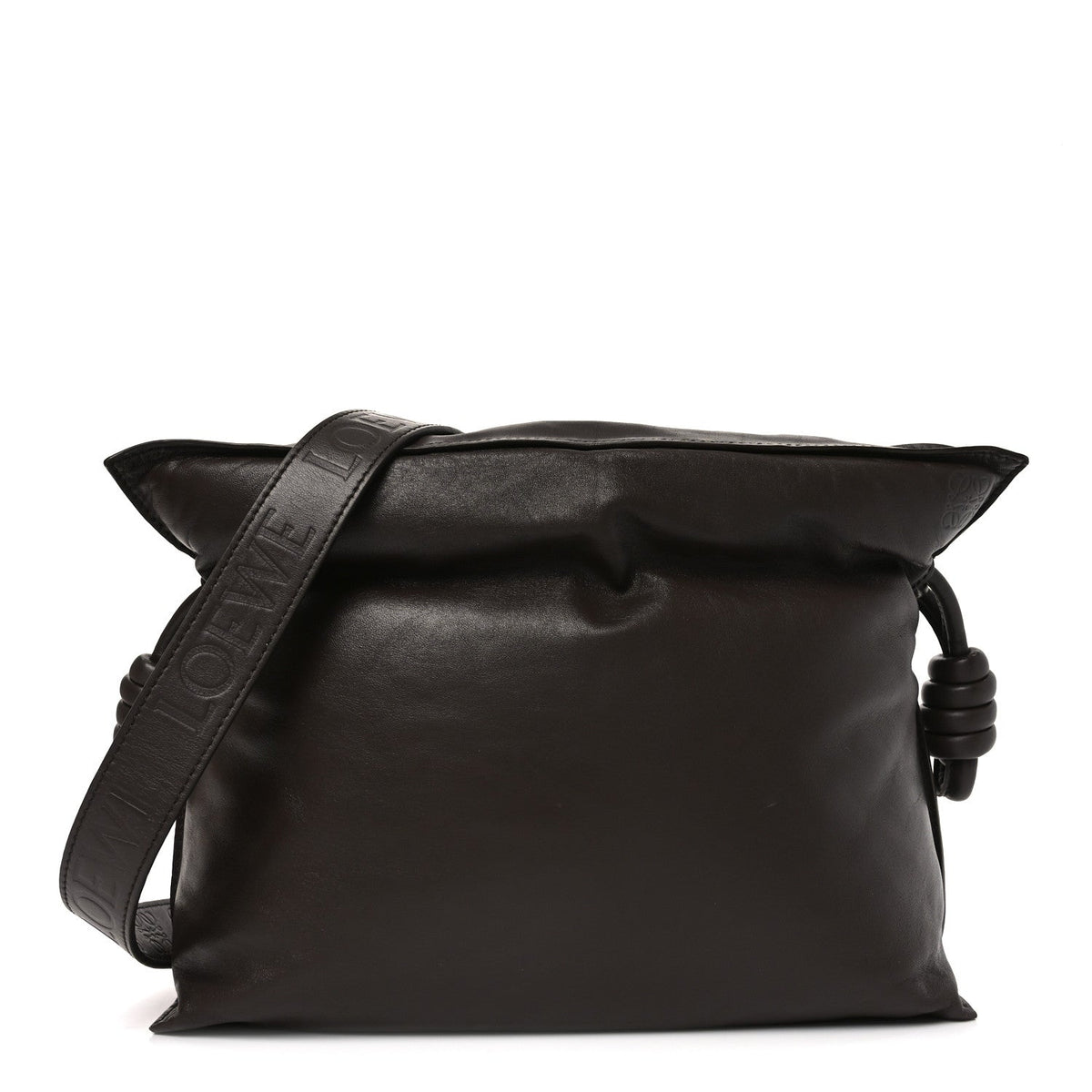 Calfskin Flamenco Puffer Knot Bag Dark Brown