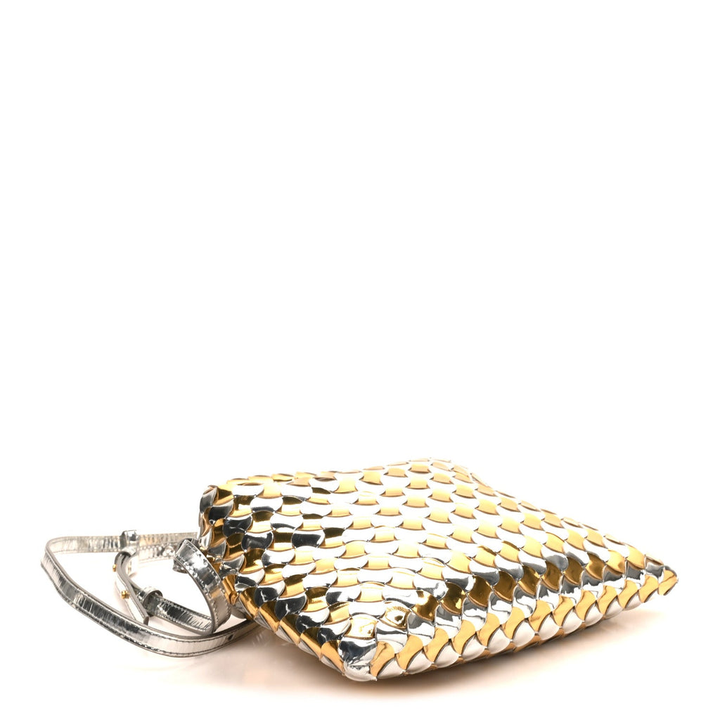 Metallic Lambskin Intrecciato Mini Hop Silver Gold