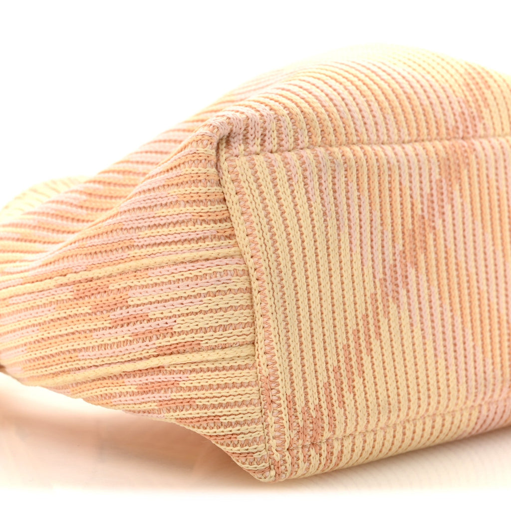 Canvas Knitted Check Mini Peg Duffle Bag Sherbert