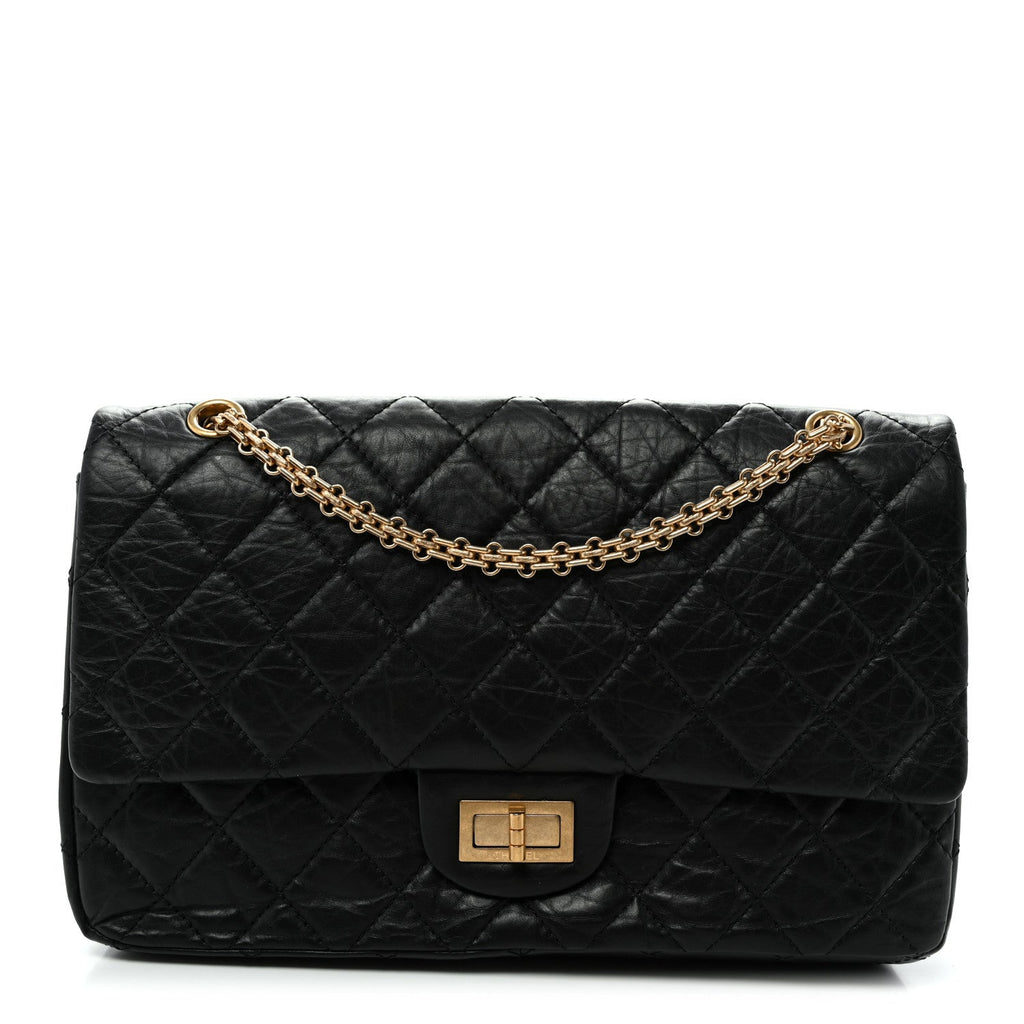 Aged Calfskin Quilted 2.55 Reissue 227 Flap Black