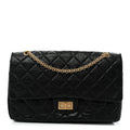 Aged Calfskin Quilted 2.55 Reissue 227 Flap Black