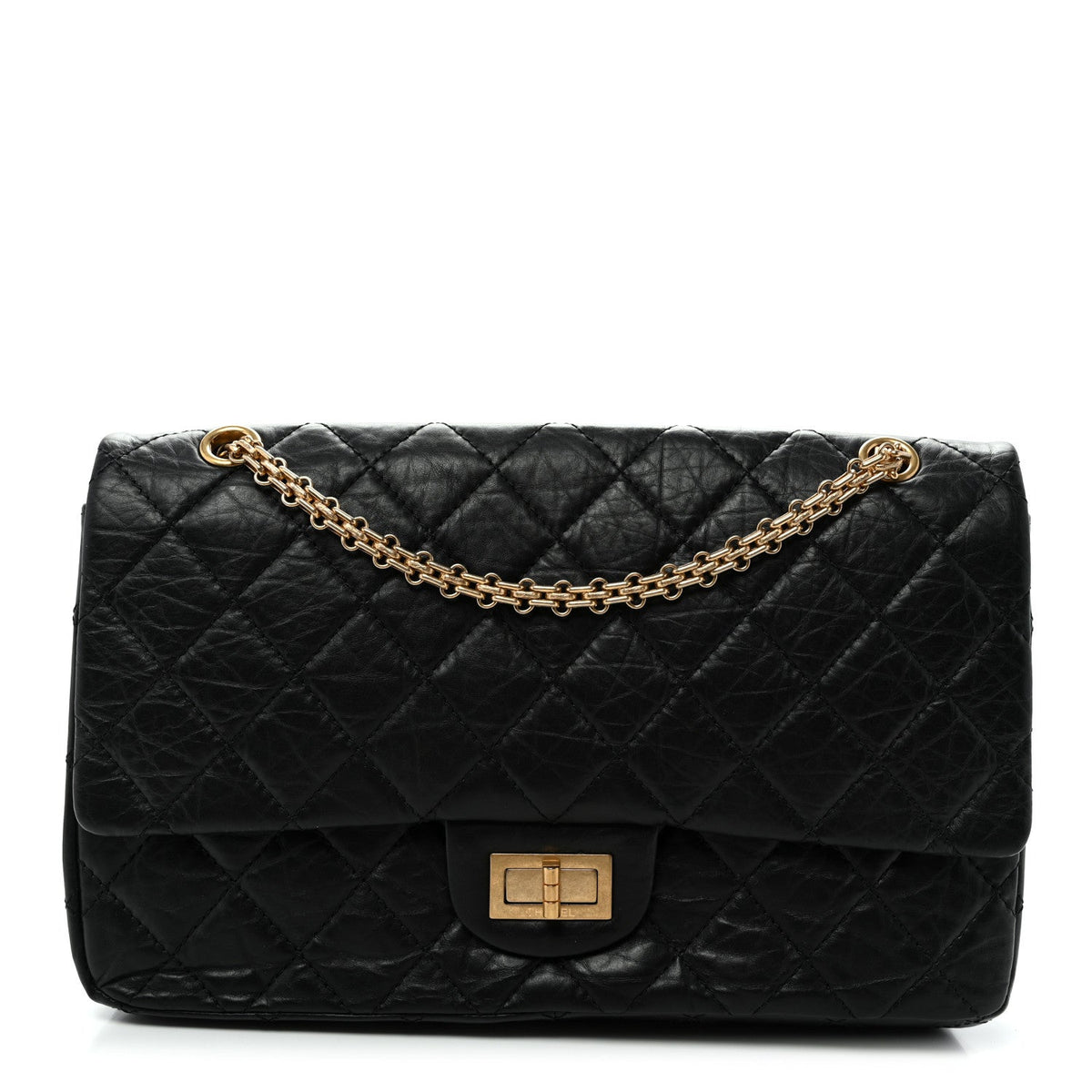 Aged Calfskin Quilted 2.55 Reissue 227 Flap Black