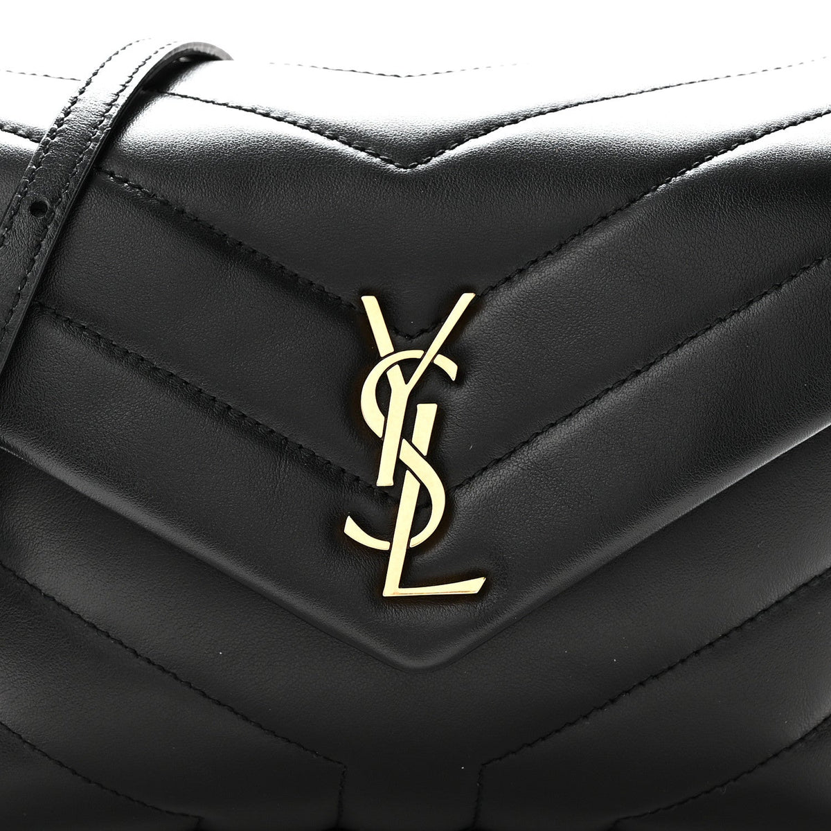 Calfskin Y Quilted Monogram Toy Loulou Crossbody Bag Black