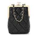 Lambskin Plexi Quilted CC Evening Clutch With Chain Black