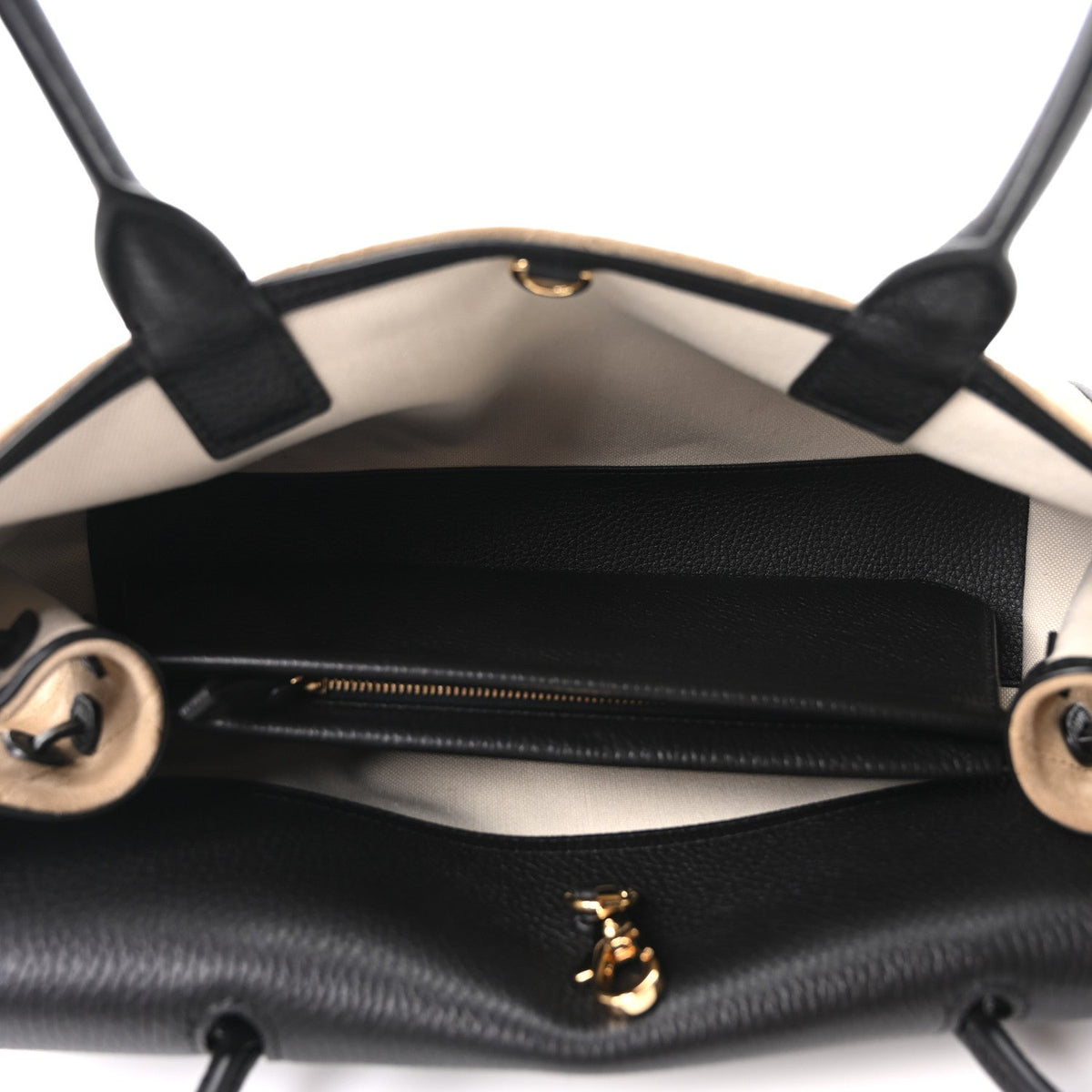 Grained Calfskin Suede Urban Essentials Small Shopping Bag Dark Beige Black