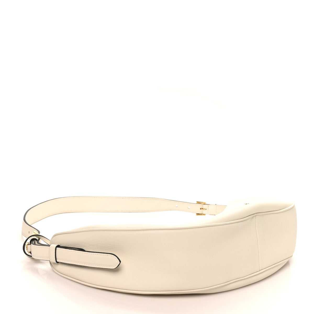 Soft Grain Calfskin Large Demi-Lune Shoulder Bag White