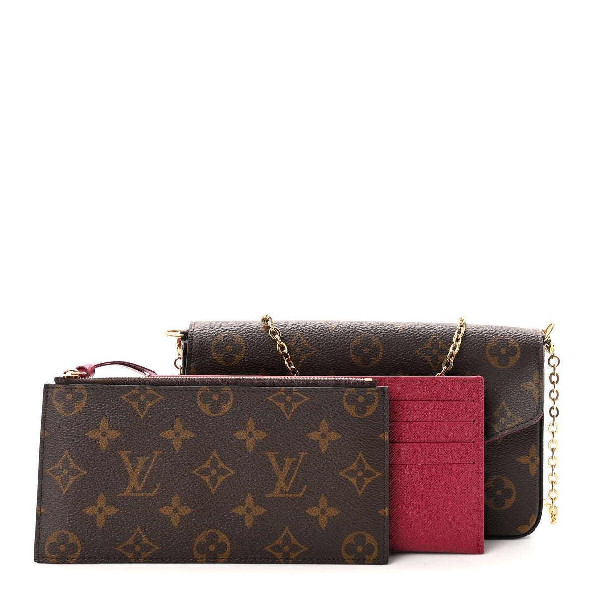 Monogram Pochette Felicie Chain Wallet Fuchsia