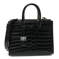 Calfskin Crocodile Embossed Nano Sac De Jour Black