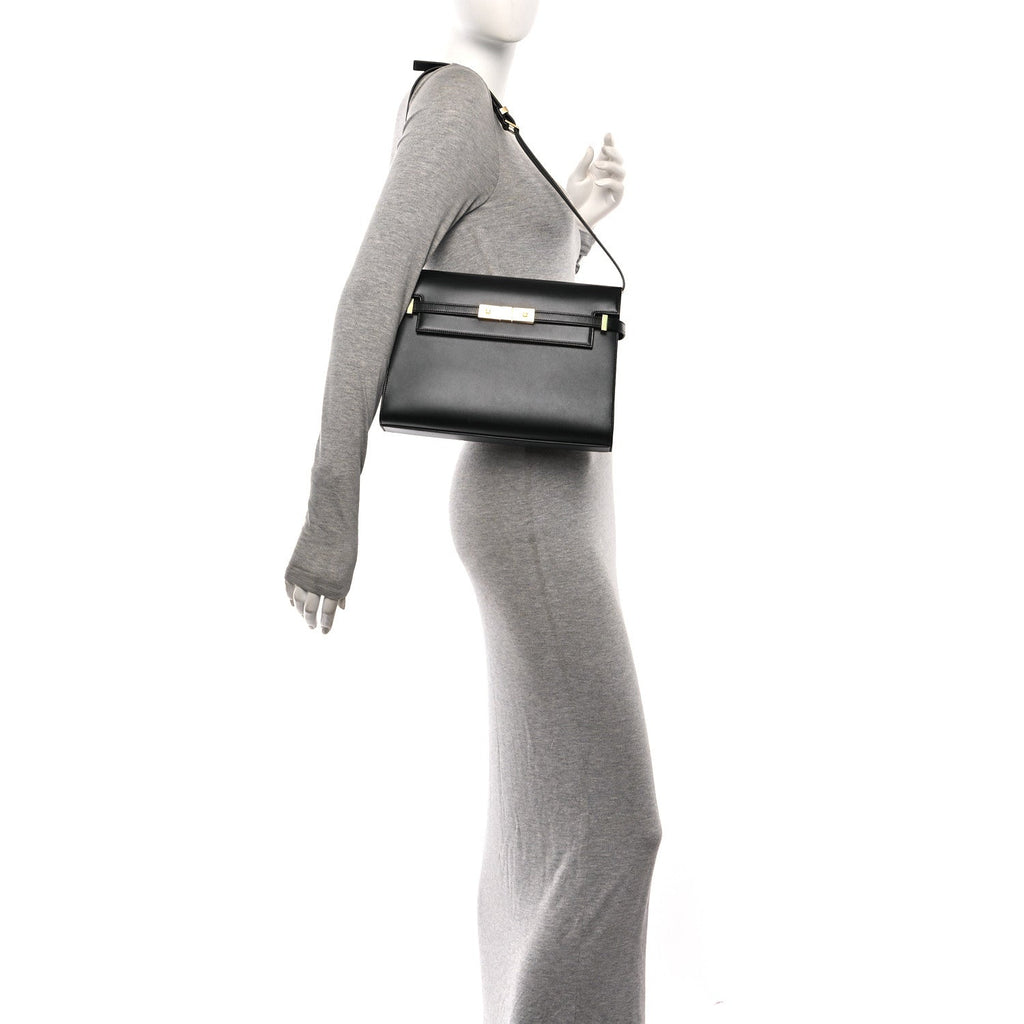 Smooth Calfskin Manhattan Shoulder Bag Black