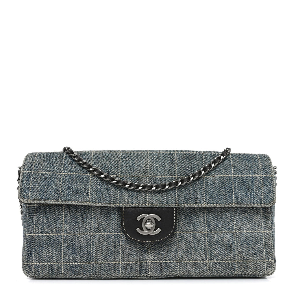 Denim Chocolate Bar Quilted East West Flap