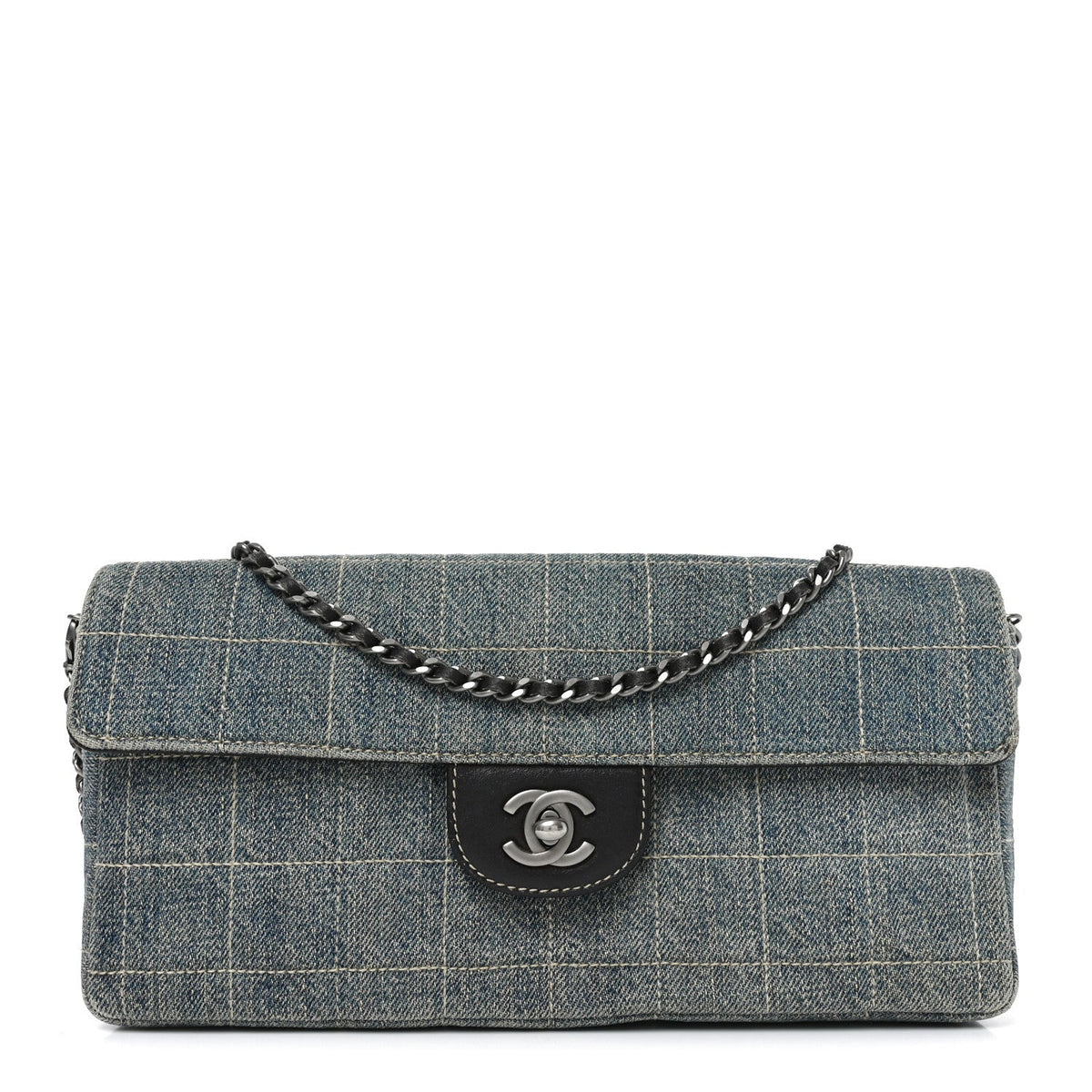 Denim Chocolate Bar Quilted East West Flap