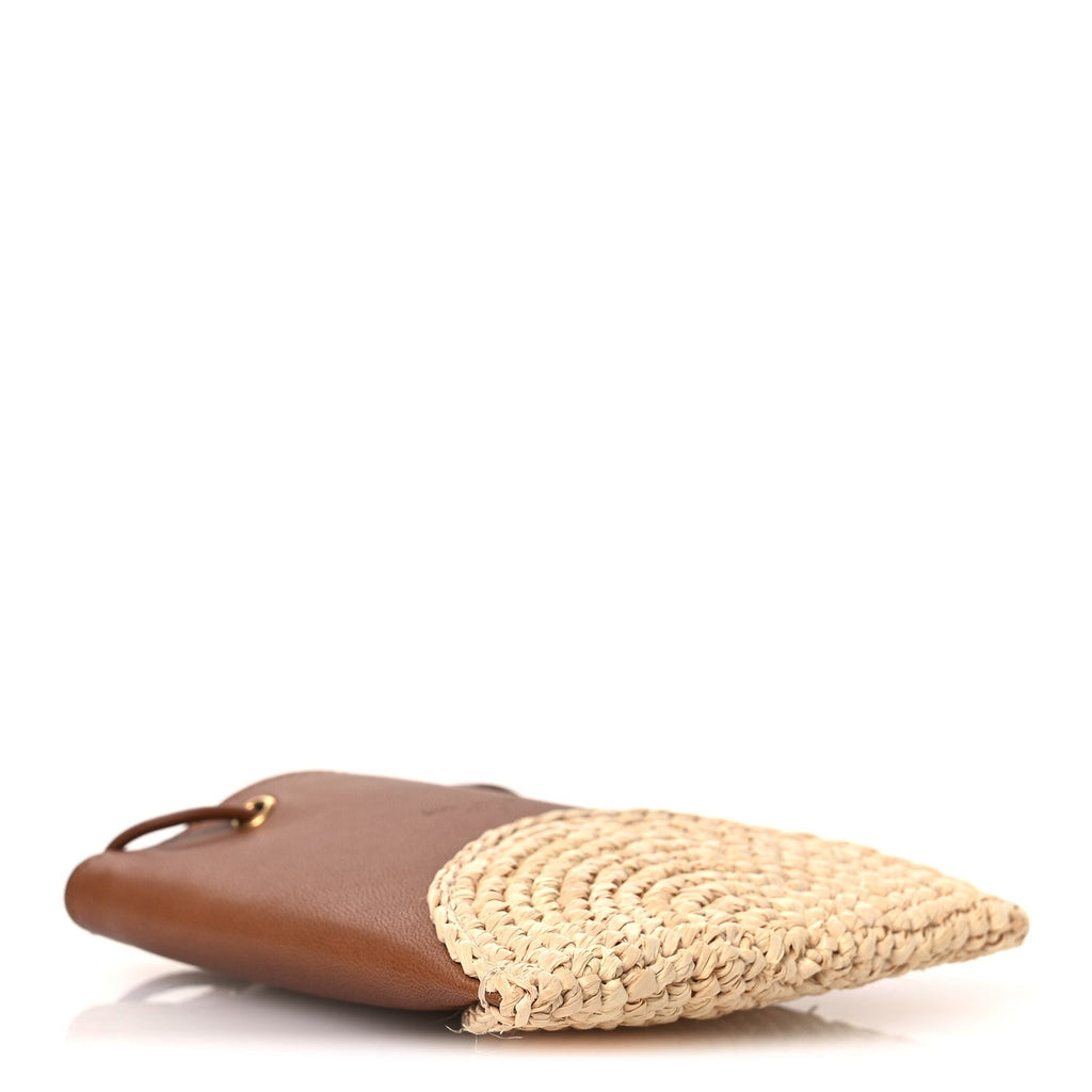 Raffia Cassandre Mini Pochon Crossbody Bag Brick Natural