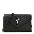 Grain De Poudre Matelasse Chevron Monogram Chain Wallet Black