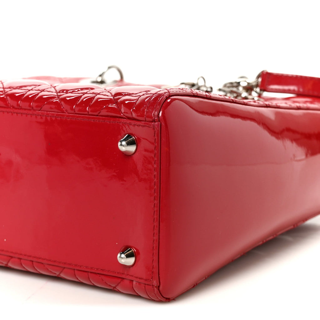 Patent Cannage Large Lady Dior Red