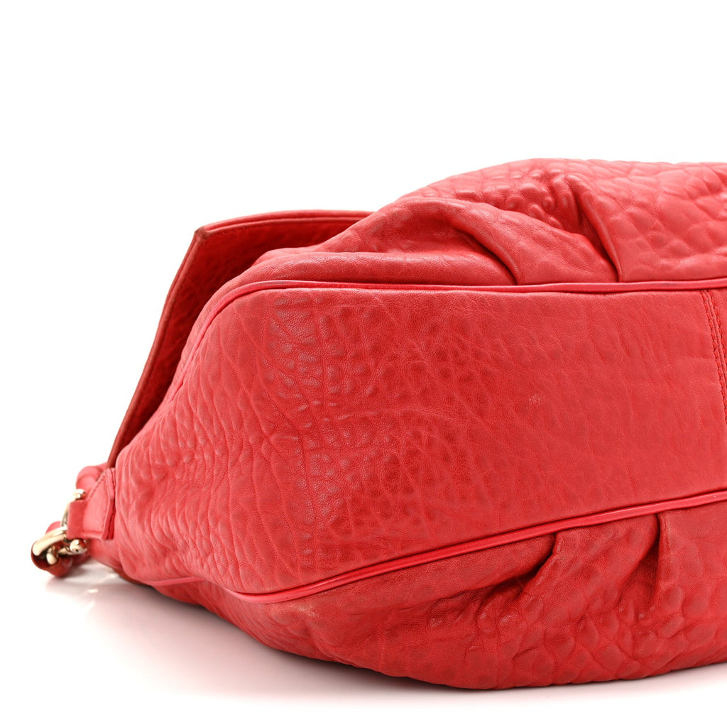 Crinkled Lambskin Mia Shoulder Flap Red