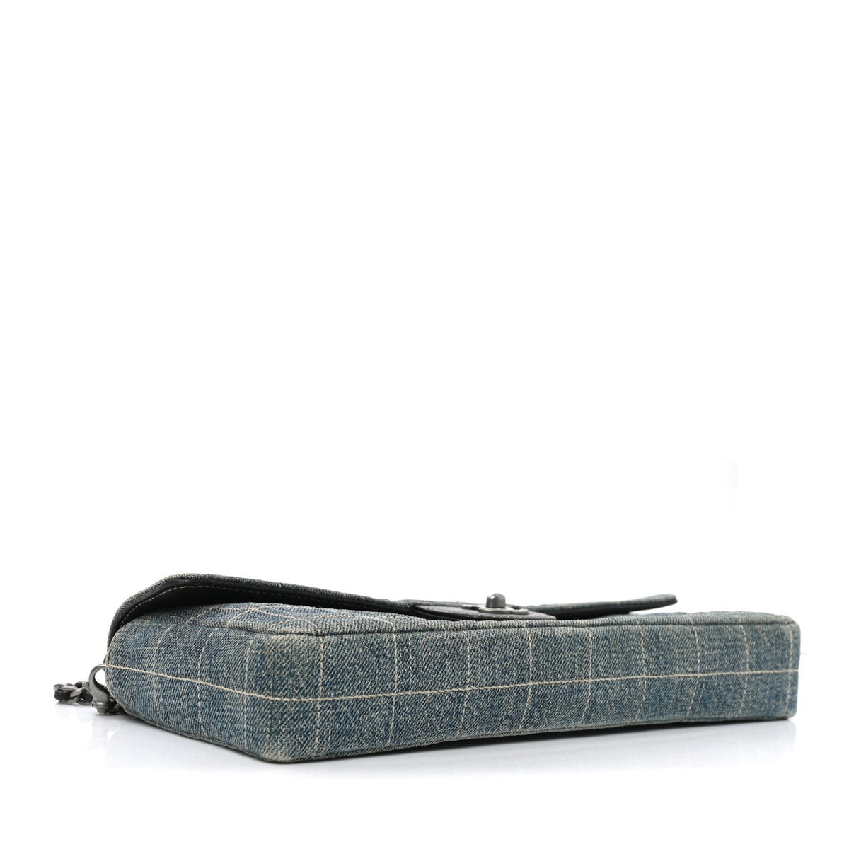 Denim Chocolate Bar Quilted East West Flap