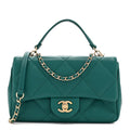 Lambskin Quilted Small Easy Carry Flap Green